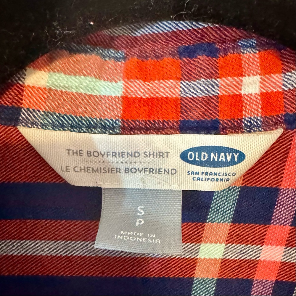 Old Navy | The Boyfriend Shirt, Flannel, Red & Blue Plaid, Size S -GUC - Picture 5 of 7